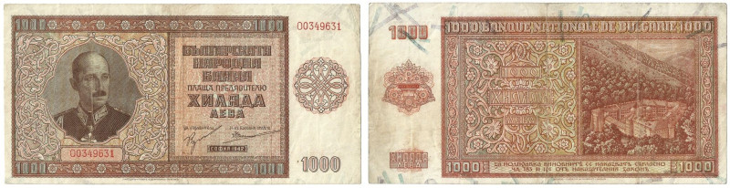 Banknoten, Bulgarien / Bulgaria. 1000 Leva 1942. Pick: 61. II-