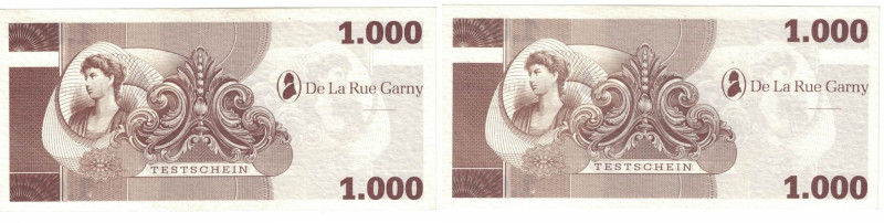 Banknoten, Deutschland / Germany. De La Rue Garny 1000 Test Banknote, TESTSCHEIN...