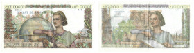 Banknoten, Frankreich / France. 10000 Francs 1953. Junge Frau mit Buch und Globus. Pick 132d. II