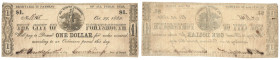 Banknoten, USA / Vereinigte Staaten von Amerika. The City of Portsmouth, Virginia. 1 Dollar Oct. 29, 1862. III