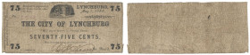 Banknoten, USA / Vereinigte Staaten von Amerika. The City of Lynchburg, Virginia. 75 Cents May 1, 1862. IV