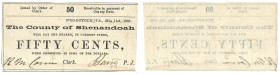 Banknoten, USA / Vereinigte Staaten von Amerika. The County of Shenandoah Woodstock, Va., May 11th, 1863. 50 Cents. I-