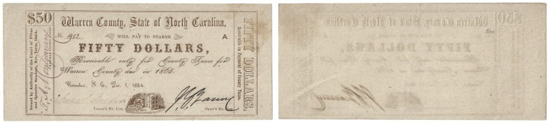 Banknoten, USA / Vereinigte Staaten von Amerika. Warren County, State of North C...