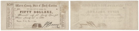 Banknoten, USA / Vereinigte Staaten von Amerika. Warren County, State of North Carolina. 50 Dollars. Warrenton, N C., Dec. 1, 1864. II