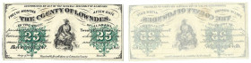 Banknoten, USA / Vereinigte Staaten von Amerika. The County of Lowndes, Alabama. 25 Cents 1866. I