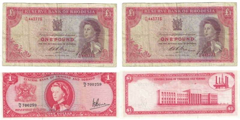 Banknoten, Lots und Sammlungen Banknoten. Rhodesia 1 Pound 14.10.1968, P. 28d (I...