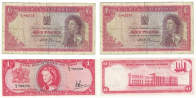 Banknoten, Lots und Sammlungen Banknoten. Rhodesia 1 Pound 14.10.1968, P. 28d (III). Trinidad und Tobago, 1 Dollar ND (1964), P. 26c (II). Lot von 2 B...