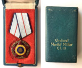 Orden und Medaillen, Europa / Europe. Rumänien. Orden "Militär-Verdienst" 1965-1989. 3. Klasse. Mit "RSR" im Wappen. Bronziert und teilweise emaillier...