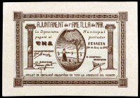 Ametlla de Mar, l'. 25 (dos), 50 céntimos (dos) y 1 peseta (dos). (T. 189c, 190, 191, 192a 193a y 193b). 6 billetes, todos los de la localidad, la var...