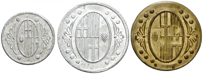 Ametlla del Vallés, l'. 25, 50 céntimos y 1 peseta. (T. 199, 200 y 203). 3 moned...