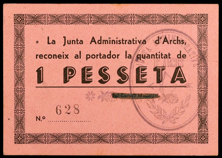 Archs. Junta Administrativa. 25, 50 céntimos y 1 peseta. (T. 237c, 238b y 239c)....