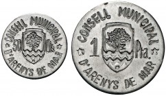 Arenys de Mar. 50 céntimos y 1 peseta. (T. 245 y 246). 2 monedas, serie completa. Raras así. EBC-/EBC+.