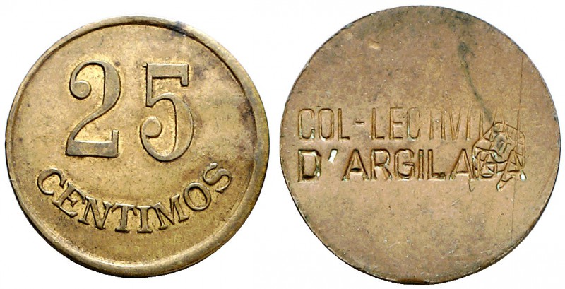 Argilaga, l'. Col·lectivitat. 25 céntimos y 1 peseta. (T. 262 y 264). 2 monedas....