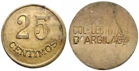Argilaga, l'. Col·lectivitat. 25 céntimos y 1 peseta. (T. 262 y 264). 2 monedas. Raras. (MBC/MBC+).