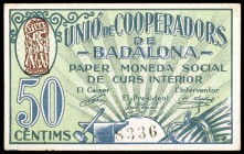 Badalona. Unió de Cooperadors. 50 céntimos. (T. 320). MBC.