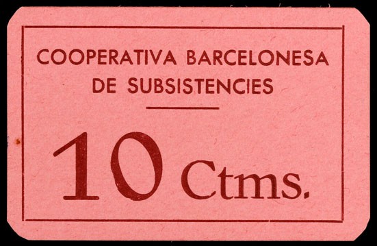 Barcelona. Cooperativa Barcelonesa de Subsistències. 10 y 15 céntimos. (AL. 1098...