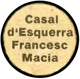 Barcelona. Casal d'Esquerra Francesc Macià. 10 céntimos. (AL. falta). Cartón red...