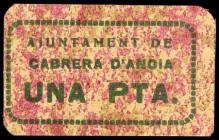 Cabrera d' Anoia. 1 peseta. (T. 656). Cartón. Nº 143. Raro y más así. EBC.