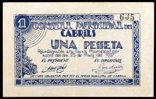 Cabrils. 50 céntimos y 1 peseta. (T. 661 y 662). 2 billetes, serie completa. MBC/MBC+.
