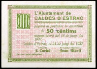 Caldes d' Estrac. 50 céntimos y 1 peseta. (T. 690a y 691b). 2 billetes, todos los de la localidad. MBC/EBC.