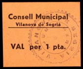 Vilanova de Segrià. 1 y 2 pesetas. (T. 3304ac y 3305). 2 cartones, el de 2 pesetas con una nota manuscrita en lápiz de Antoni Turró. Rarísimos y más a...