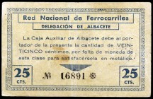 Albacete. Red Nacional de Ferrocarriles. 25 céntimos. (KG. 22e). MBC-.