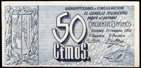 Vinaroz (Castellón). 50 céntimos. (KG. 828) (T. 1540a). MBC.