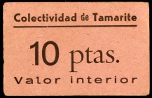 Tamarite (Huesca). Colectividad. 5, 10 céntimos, 1, 2'50, 5 y 10 pesetas. (T. 355 a 358, 361 y 362) (KG. 720a, sólo menciona los valores de 5 y 25 cén...
