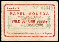Albuidete. 50 céntimos (dos) y 1 peseta. (CCT. 18, 18a y 19a) (KG. 39). 3 billetes, una serie completa. Raros. BC/MBC+.