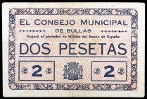 Bullas. 10 (dos), 25 (tres), 50 céntimos (tres), 1 (tres) y 2 pesetas (tres). (CCT. 60 a 68) (KG. 195a, 195b y 195c). 14 billetes, todas las series. E...