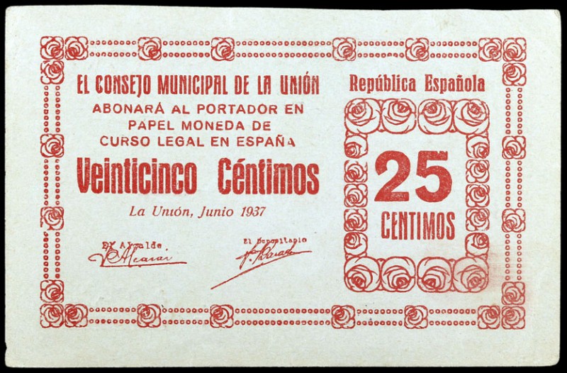 La Unión. 25 (cuatro), 50 céntimos (cuatro) y 1 peseta (diez). (CCT. 299, 300, 3...
