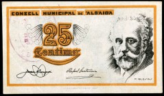 Albaida (Valencia). 25 y 50 céntimos. (KG. 24) (T. 32a y 33). 2 billetes. Escasos. MBC-/MBC+.
