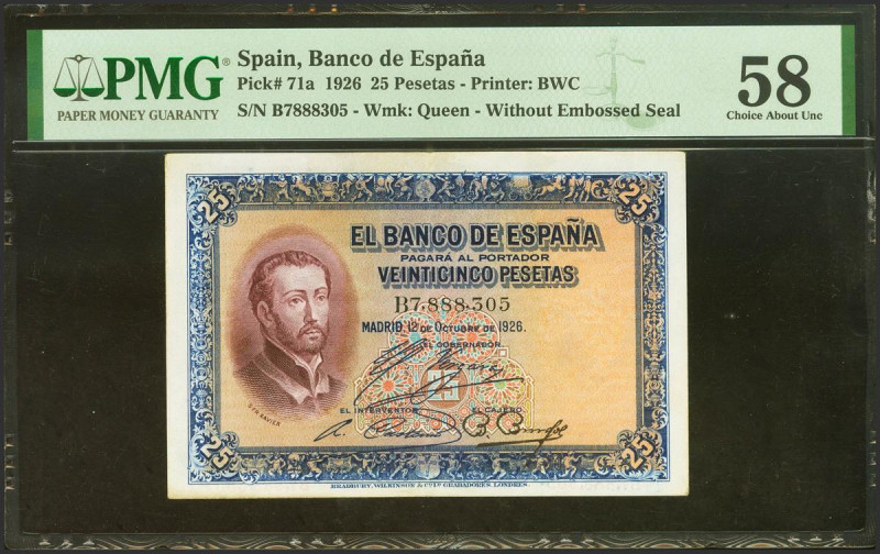 25 Pesetas. 12 de Octubre de 1926. Serie B. (Edifil 2023: 325a, Pick: 71a). Inus...