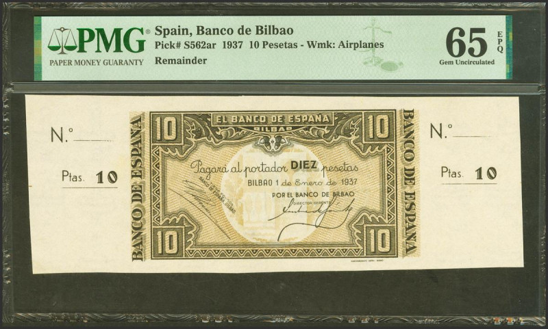 10 Pesetas. 1 de Enero de 1937. Sucursal de Bilbao, antefirma Banco de Bilbao. S...