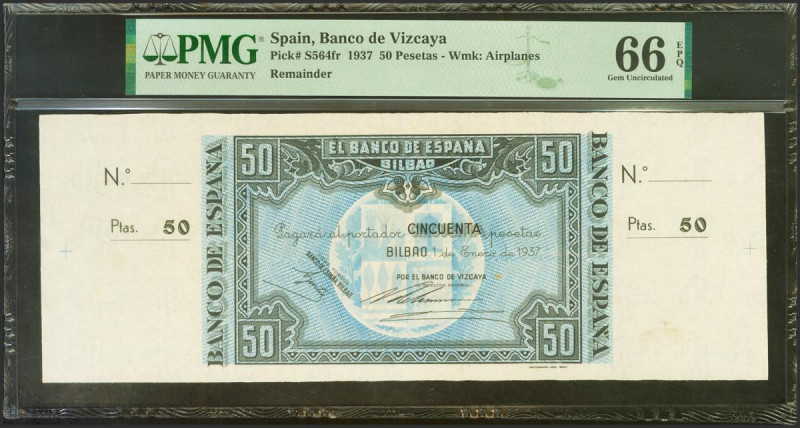 50 Pesetas. 1 de Enero de 1937. Sucursal de Bilbao, antefirma Banco de Vizcaya. ...