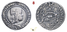 BOLOGNA GIOVANNI II BENTIVOGLIO (1494-1509) Quarto s.d. D/ Busto corazzato con berretto R/ Stemma sormontato da elmo coronato ed aquila ad ali spiegat...