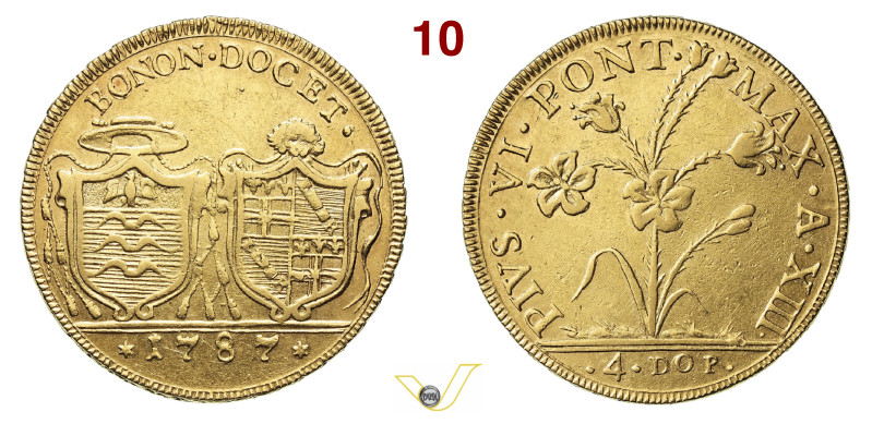 BOLOGNA PIO VI (1775-1799) 4 Doppie 1787 MIR 2806/2 Munt. 161 CNI 247 Chimienti ...
