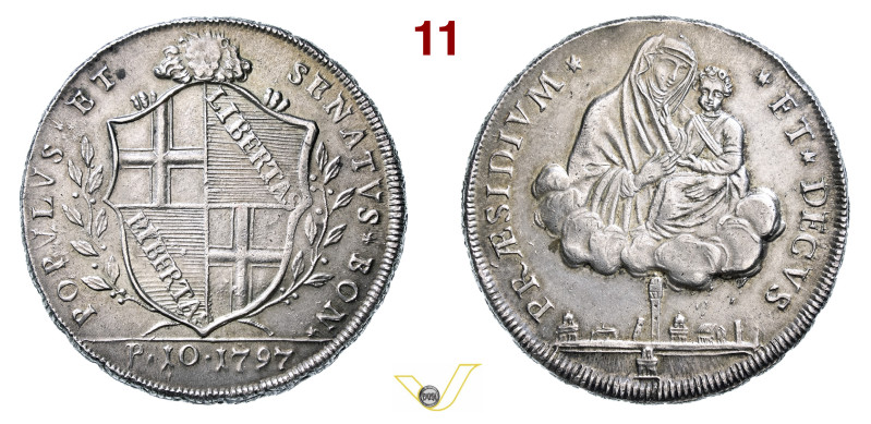 BOLOGNA GOVERNO POPOLARE (1796-1797) Scudo da 10 Paoli 1797 MIR 58/2 Pagani 36/3...