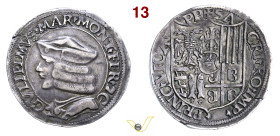 CASALE GUGLIELMO II PALEOLOGO (1494-1518) Testone s.d. D/ Busto con berretto R/ Stemma MIR 185 CNI 41 Ag g 9,37 mm 30 • Intensa di monetiere BB