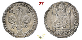 FIRENZE REPUBBLICA (1139-1532) Guelfo da 5 Soldi (1347-1368) simbolo riccio (Gucciozzo di Ardingo Ricci, II sem. 1363) D/ Grande giglio R/ Busto front...