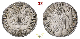 FIRENZE REPUBBLICA (1139-1532) Grosso da 6 Soldi e 8 Denari (1461-1483) stemma Sassetti sormontato da F (Francesco di Tommaso Sassetti, I sem. 1482) D...