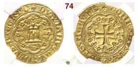 GENOVA SIMON BOCCANEGRA, Doge I (1339-1344) Genovino D/ Castello entro archi R/ Croce patente entro archi MIR 28 Au g 3,52 mm 21 circa • In slab NGC M...