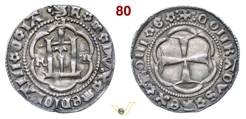 GENOVA FILIPPO MARIA VISCONTI (1421-1435) Grosso D/ Castello entro cornice d'arc...