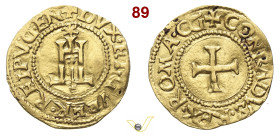 GENOVA DOGI BIENNALI, I fase (1528-1541) Scudo d'oro del Sole sigle CG D/ Castello e sopra sole R/ Croce patente MIR 185/8 Au g 3,32 mm 22 R BB+