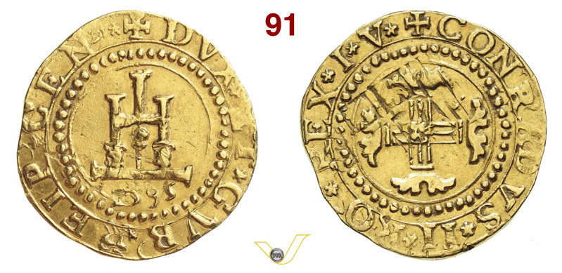 GENOVA DOGI BIENNALI, II fase (1541-1637) Doppia 1595, sigle IV D/ Castello e so...