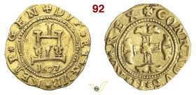 GENOVA DOGI BIENNALI, II fase (1541-1637) Mezza Doppia 1627 D/ Castello e sotto data R/ Croce fogliata MIR 209/21 Au g 3,28 mm 20 R BB