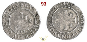 GENOVA DOGI BIENNALI, II fase (1548-1637) Mezzo Scudo 1567, sigle AS D/ Castello accantonato da due stelle e sotto II R/ Croce patente con stelle nei ...