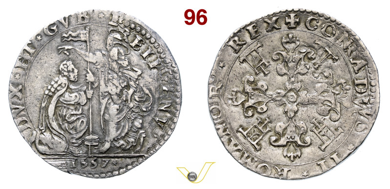 GENOVA DOGI BIENNALI, III fase (1528-1797) Testone 1557 detto "della benedizione...