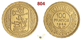 TUNISIA - AHMAD PASHA BEY (1929-1942) 100 Franchi 1934 Fr. 14 KM. 257 Au g 6,53 mm 21 • Solo 133 es. coniati q.FDC