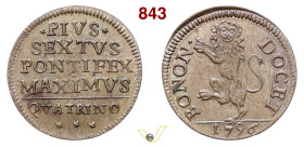BOLOGNA PIO VI (1775-1799) Quattrino 1796 Munt. 301a Cu g 2,17 mm 21 q.FDC